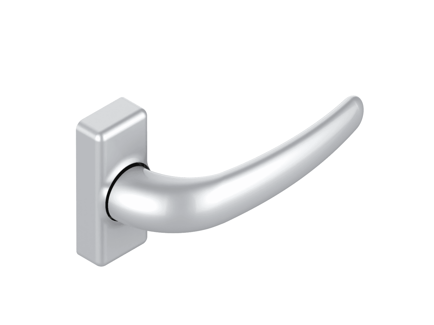 Plate handle with spring ALMA 6080 for aluminum or wood door – curved model, 8 mm square